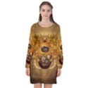 Awesome Steampunk Easter Egg With Flowers, Clocks And Gears Long Sleeve Chiffon Shift Dress  View1