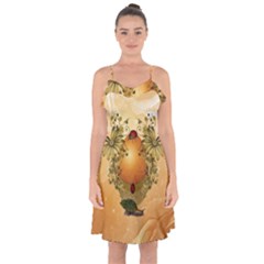 Wonderful Easter Egg With Flowers And Snail Ruffle Detail Chiffon Dress by FantasyWorld7