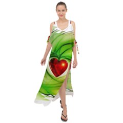 Heart Love Luck Abstract Maxi Chiffon Cover Up Dress by Pakrebo