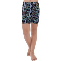 Comic Books Pattern Kids  Lightweight Velour Capri Yoga Leggings by snowwhitegirl