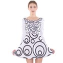 Abstract Black On White Circles Design Long Sleeve Velvet Skater Dress View1