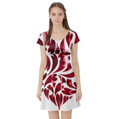 Abstract Geometric Art Fractal Short Sleeve Skater Dress by Pakrebo