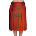 Wonderful Celtic Cross On Vintage Background Velvet Flared Midi Skirt View1