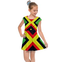 Reggae Vintage Geometric Vibrations Kids  Cap Sleeve Dress by beautyskulls