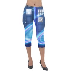 Tardis Space Lightweight Velour Capri Leggings  by Sudhe