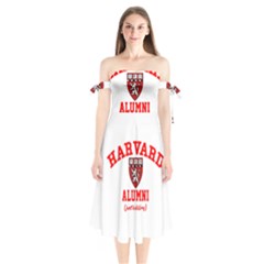 Harvard Alumni Just Kidding Shoulder Tie Bardot Midi Dress by Sudhe