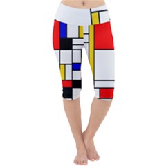 Bauhouse Mondrian Style Lightweight Velour Cropped Yoga Leggings by lucia