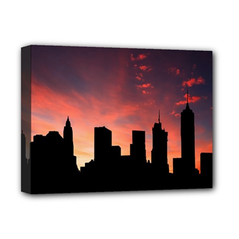 Skyline Panoramic City Architecture Deluxe Canvas 16  X 12  (stretched)  by Sudhe