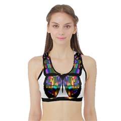 Abstract Animal Art Butterfly Sports Bra With Border by Sudhe