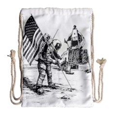 Apollo Moon Landing Nasa Usa Drawstring Bag (large) by Sudhe