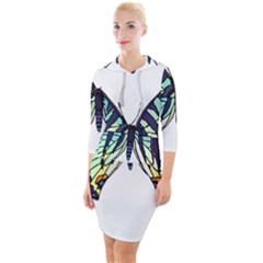 A Colorful Butterfly Quarter Sleeve Hood Bodycon Dress by Sudhe