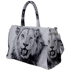 Lion Wildlife Art And Illustration Pencil Duffel Travel Bag by Sudhe