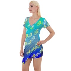 Animal Nature Cartoon Wild Wildlife Wild Life Short Sleeve Asymmetric Mini Dress by Sudhe