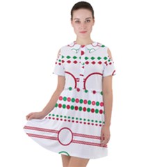 Christmas Borders Frames Holiday Short Sleeve Shoulder Cut Out Dress  by Sudhe