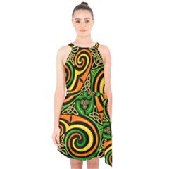 Celtic Celts Circle Color Colors Halter Collar Waist Tie Chiffon Dress by Sudhe