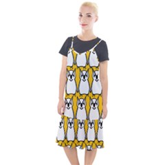 Yellow Owl Background Camis Fishtail Dress by Sudhe