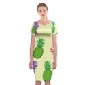 Colorful Pineapples Wallpaper Background Classic Short Sleeve Midi Dress View1