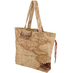 Map Discovery America Ship Train Drawstring Tote Bag by Sudhe