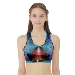 Fractal Background Design Sports Bra With Border by Sudhe