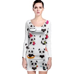 Giant Panda Bear Cuteness Long Sleeve Bodycon Dress by Sudhe