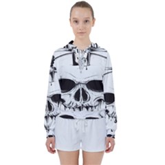 Skull Knife Euclidean Vector Skull Sword Inserted Women s Tie Up Sweat by Sudhe