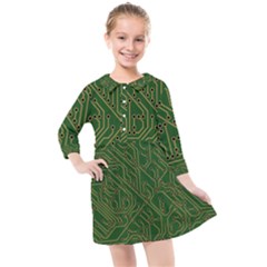 Circuit Board Electronics Draft Kids  Quarter Sleeve Shirt Dress by Pakrebo