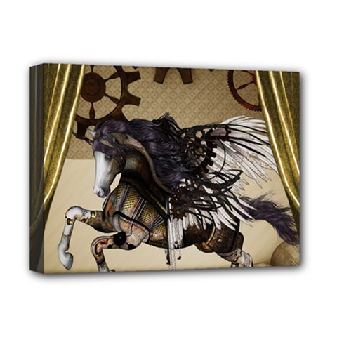 Awesome Steampunk Unicorn With Wings Deluxe Canvas 16  X 12  (stretched)  by FantasyWorld7