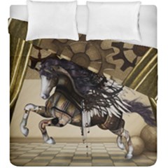 Awesome Steampunk Unicorn With Wings Duvet Cover Double Side (king Size) by FantasyWorld7