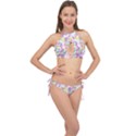 Mosaic Colorful Pattern Geometric Cross Front Halter Bikini Set View1