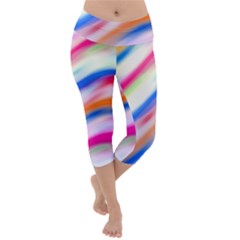 Vivid Colorful Wavy Abstract Print Lightweight Velour Capri Yoga Leggings by dflcprintsclothing