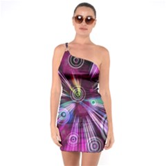 Fractal Circles Abstract One Soulder Bodycon Dress by Pakrebo