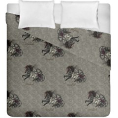 Awesome Steampunk Horse With Wings, Wonderful Pattern Duvet Cover Double Side (king Size) by FantasyWorld7