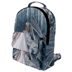 Wonderful Girl With Ice Dragon Flap Pocket Backpack (small) by FantasyWorld7