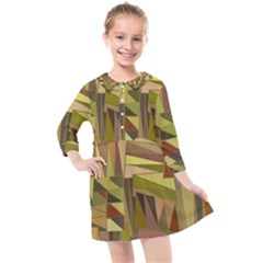 Earth Tones Geometric Shapes Unique Kids  Quarter Sleeve Shirt Dress by Mariart