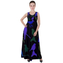 Bird Watching - Dark Colorful Empire Waist Velour Maxi Dress by WensdaiAmbrose