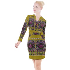 Ornate Dots And Decorative Colors Button Long Sleeve Dress by pepitasart