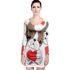 Animation Dog Cute Animate Comic Long Sleeve Bodycon Dress by Sudhe