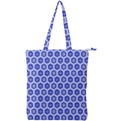 Hexagonal Pattern Unidirectional Blue Double Zip Up Tote Bag by Mariart