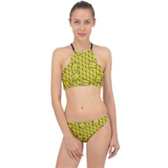 Gilet Jaune Pattern Yellowvests Cowcow Gilet Jaune Pattern Funny Yellow Vests Racer Front Bikini Set by snek