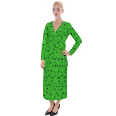 St Patricks Day Pattern Velvet Maxi Wrap Dress by Valentinaart