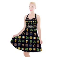 St Patricks Day Pattern Halter Party Swing Dress  by Valentinaart