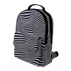 Retro Psychedelic Waves Pattern 80s Black And White Flap Pocket Backpack (large) by genx