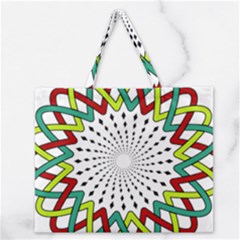 Round Star Colors Illusion Mandala Zipper Large Tote Bag by Mariart