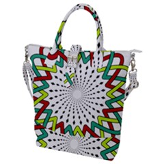 Round Star Colors Illusion Mandala Buckle Top Tote Bag by Mariart