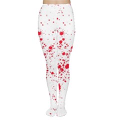 Red And White Splatter Abstract Print Tights by dflcprintsclothing