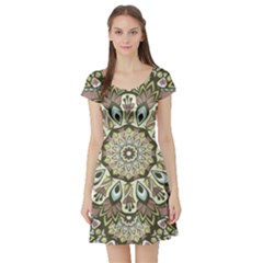 Seamless Pattern Abstract Mandala Short Sleeve Skater Dress by Pakrebo