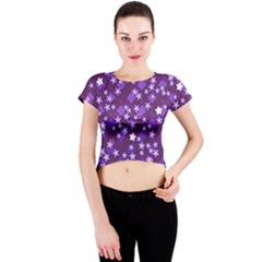 Textile Cross Pattern Square Crew Neck Crop Top by Pakrebo