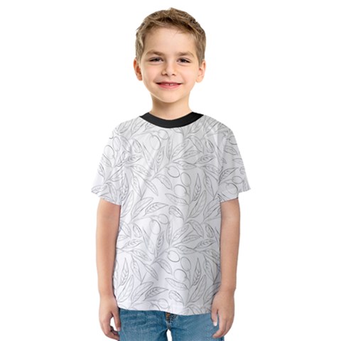 Organic Olive Leaves Pattern Hand Drawn Black And White Kids  Sport Mesh Tee by genx