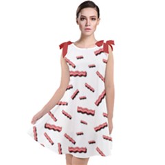 Funny Bacon Slices Pattern Infidel Red Meat Tie Up Tunic Dress by genx