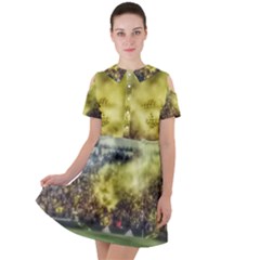 Columbus Crew Crowd, Mapfe Stadium Short Sleeve Shoulder Cut Out Dress  by Riverwoman